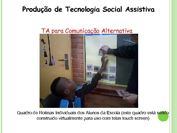 Produção de Tecnologia Social Assistiva TA para Comunicação Alternativa Quadro de Rotinas Individuais dos