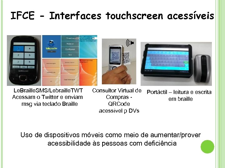 - Sintetizador de voz e. Speak SVOX IFCE - Interfaces touchscreen acessíveis Le. Braille.