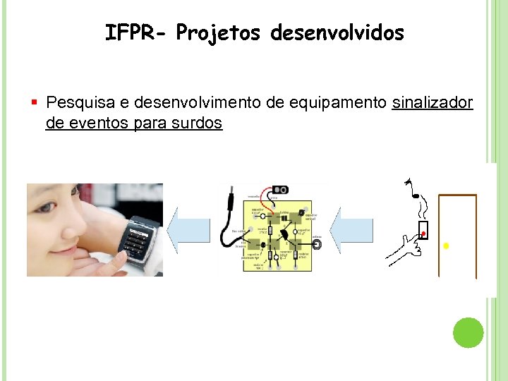 IFPR- Projetos desenvolvidos § Pesquisa e desenvolvimento de equipamento sinalizador de eventos para surdos