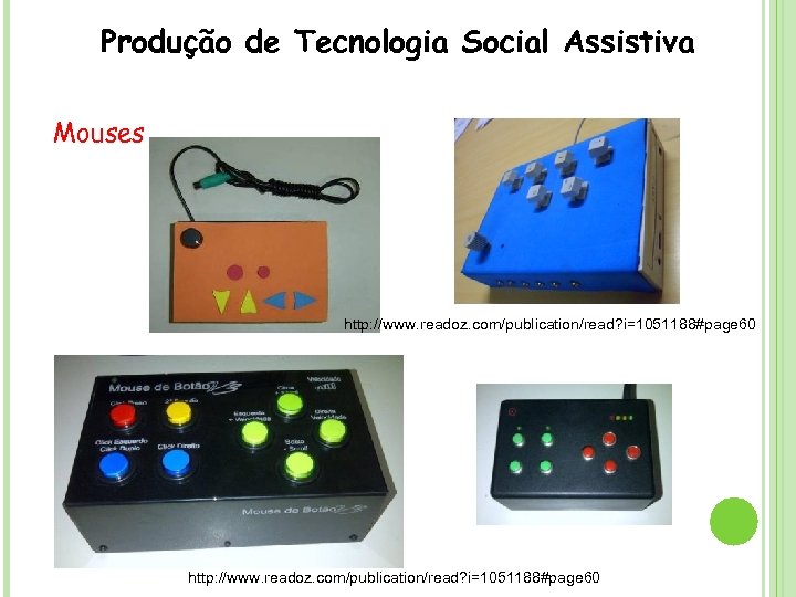 Produção de Tecnologia Social Assistiva Mouses http: //www. readoz. com/publication/read? i=1051188#page 60 