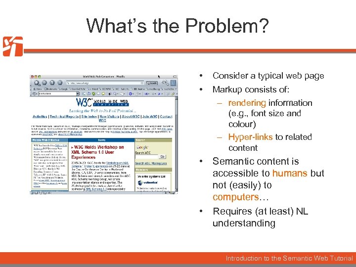 What’s the Problem? • Consider a typical web page • Markup consists of: –