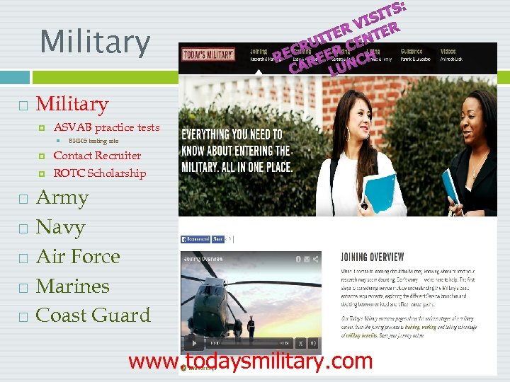 Military ASVAB practice tests BHHS testing site Contact Recruiter ROTC Scholarship Army Navy Air