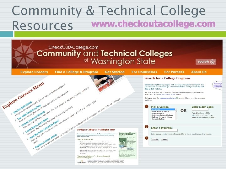 Community & Technical College Resources www. checkoutacollege. com 