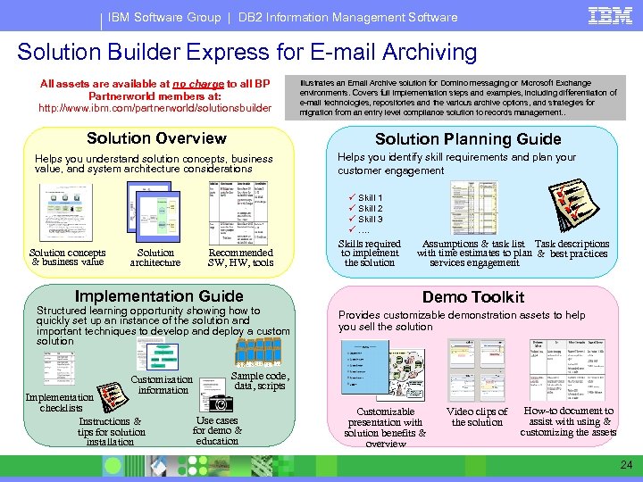 IBM Software Group | DB 2 Information Management Software Solution Builder Express for E-mail