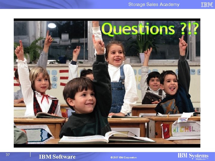 Storage Sales Academy 37 IBM Software © 2007 IBM Corporation 
