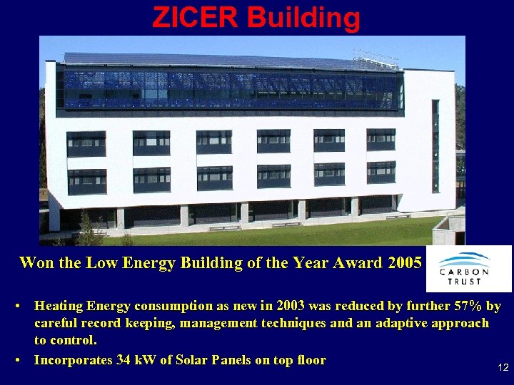 ZICER Building Won the Low Energy Building of the Year Award 2005 • Heating