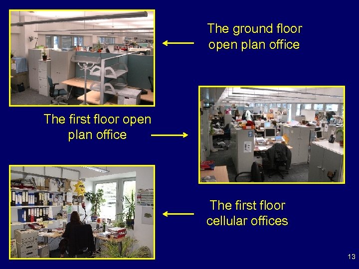 The ground floor open plan office The first floor cellular offices 13 