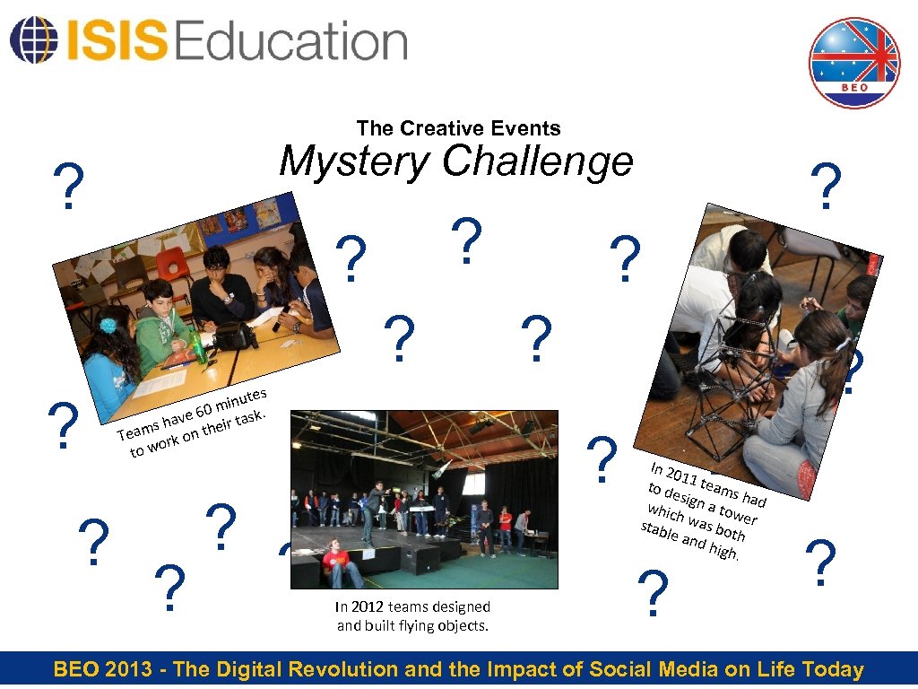 The Creative Events Mystery Challenge ? ? ? ? ? ? ? s inute