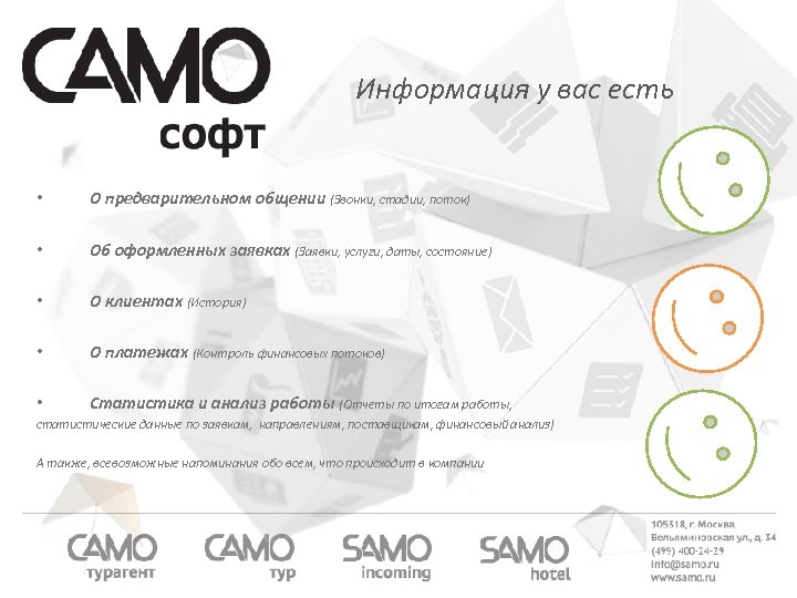 Информация у вас есть • О предварительном общении (Звонки, стадии, поток) • Об оформленных