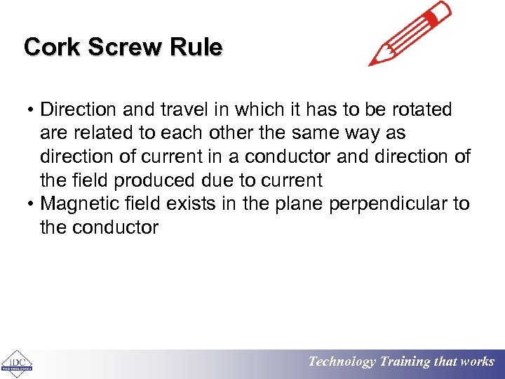 Cork Screw Rule • Direction and travel in which it has to be rotated