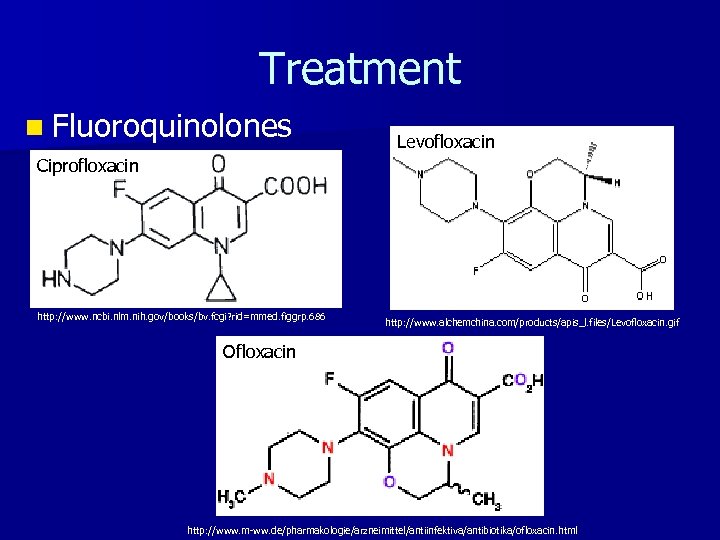 Treatment n Fluoroquinolones Levofloxacin Ciprofloxacin http: //www. ncbi. nlm. nih. gov/books/bv. fcgi? rid=mmed. figgrp.