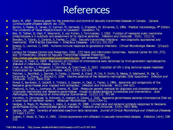 References n n n n Alary, M, 1997. National goals for the prevention and