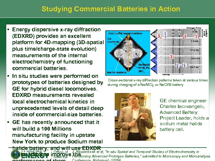 Studying Commercial Batteries in Action § Energy dispersive x-ray diffraction (EDXRD) provides an excellent