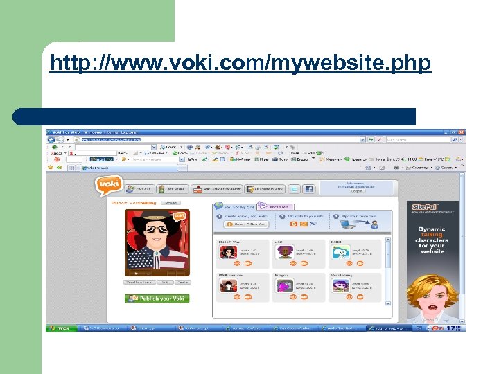 http: //www. voki. com/mywebsite. php 