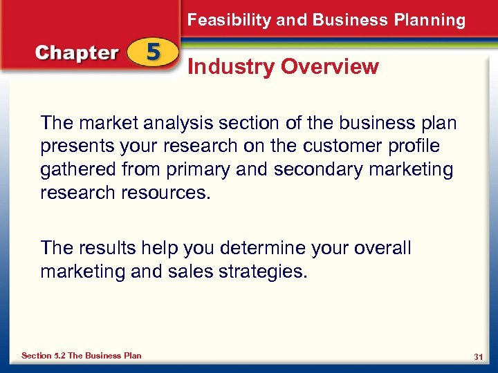 Feasibility and Business Planning Industry Overview The market analysis section of the business plan