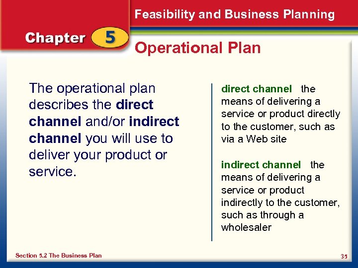 Feasibility and Business Planning Operational Plan The operational plan describes the direct channel and/or