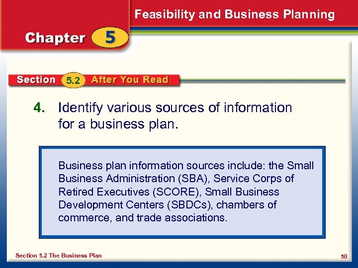 Feasibility and Business Planning 5. 2 4. Identify various sources of information for a