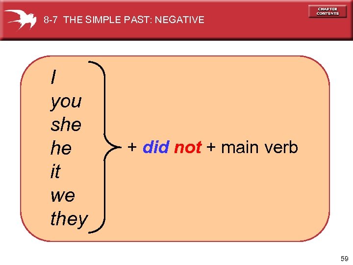 8 -7 THE SIMPLE PAST: NEGATIVE I you she he it we they +