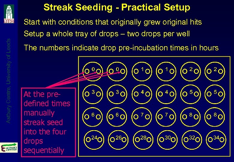 Streak Seeding - Practical Setup Astbury Centre, University of Leeds Start with conditions that