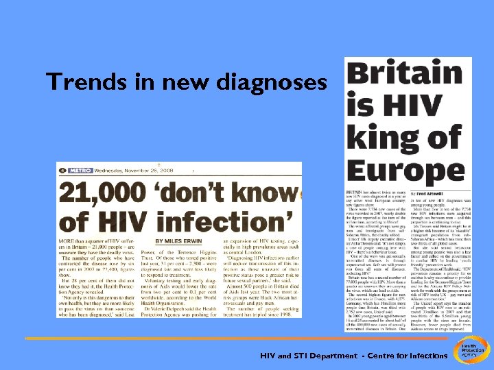 Trends in new diagnoses HIV and STI Department - Centre for Infections 