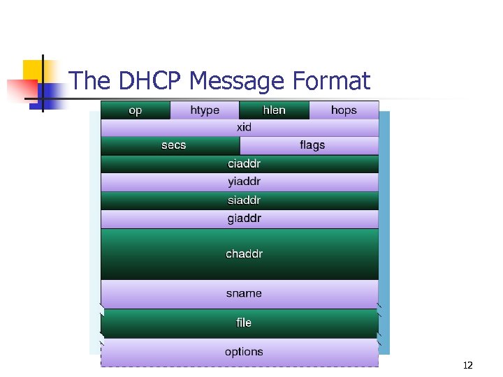 The DHCP Message Format 12 