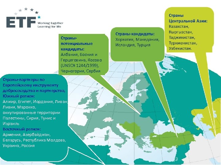 Страныпотенциальные кандидаты: Албания, Босния и Герцеговина, Косово (UNSCR 1244/1999), Черногория, Сербия Страны-партнеры по Европейскому