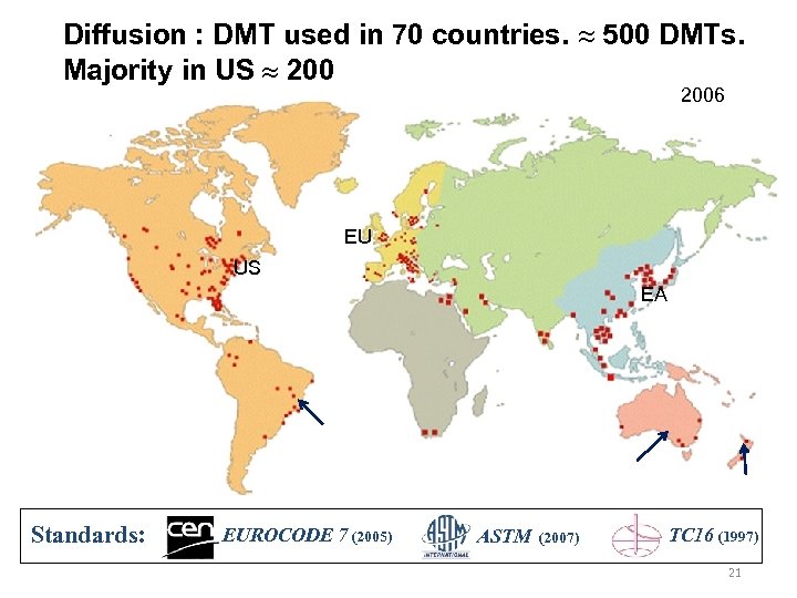 Diffusion : DMT used in 70 countries. 500 DMTs. Majority in US 2006 EU
