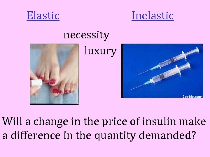 Elastic Inelastic necessity luxury Will a change in the price of insulin make a