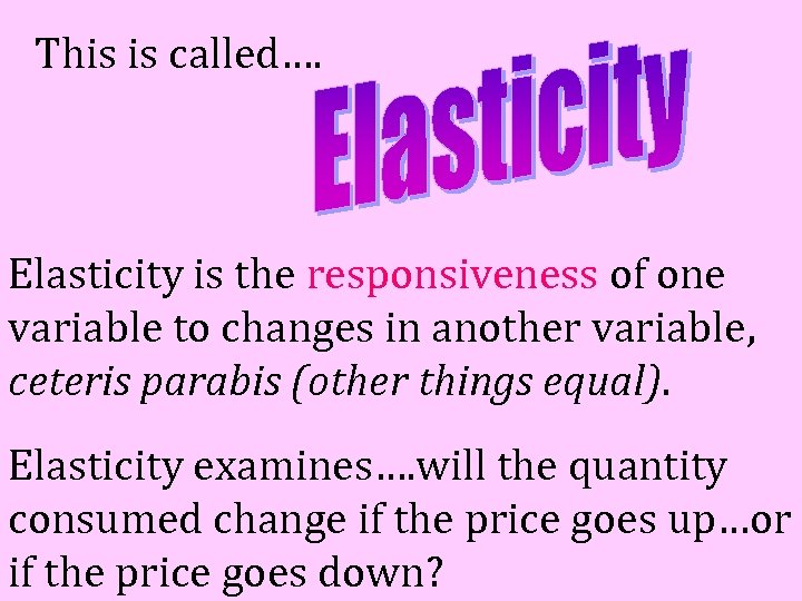 This is called…. Elasticity is the responsiveness of one variable to changes in another