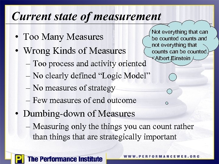 Current state of measurement • Too Many Measures • Wrong Kinds of Measures –
