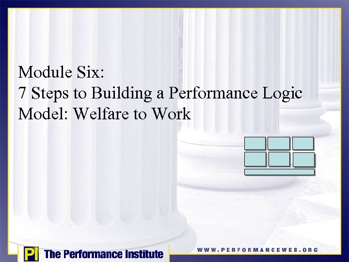 Module Six: 7 Steps to Building a Performance Logic Model: Welfare to Work 