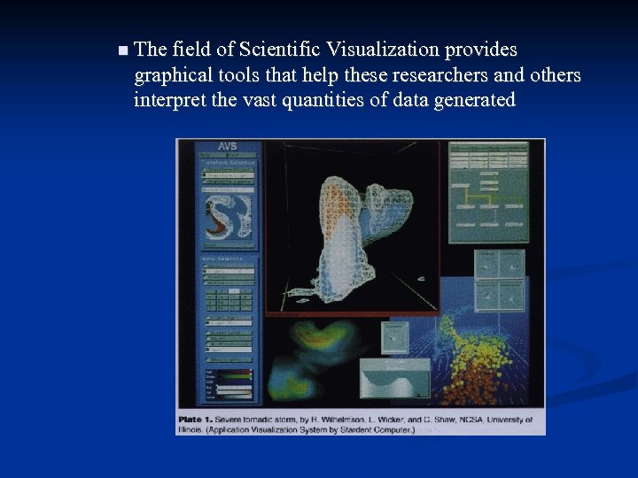  The field of Scientific Visualization provides graphical tools that help these researchers and