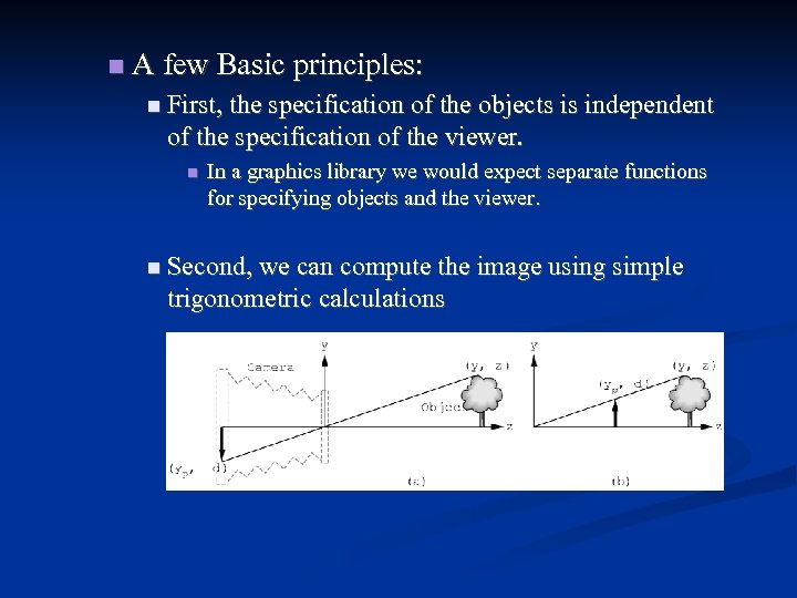 A few Basic principles: First, the specification of the objects is independent of