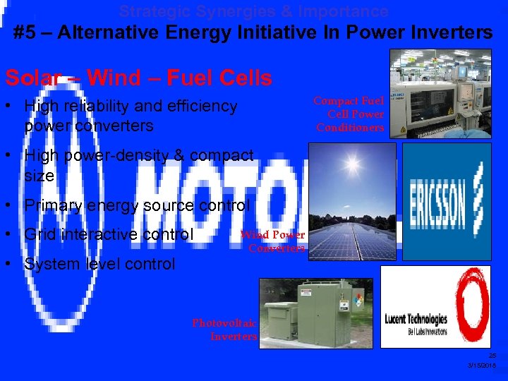 Strategic Synergies & Importance #5 – Alternative Energy Initiative In Power Inverters Solar –