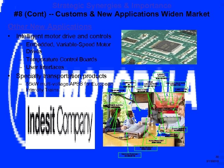 Strategic Synergies & Importance #8 (Cont) -- Customs & New Applications Widen Market Other