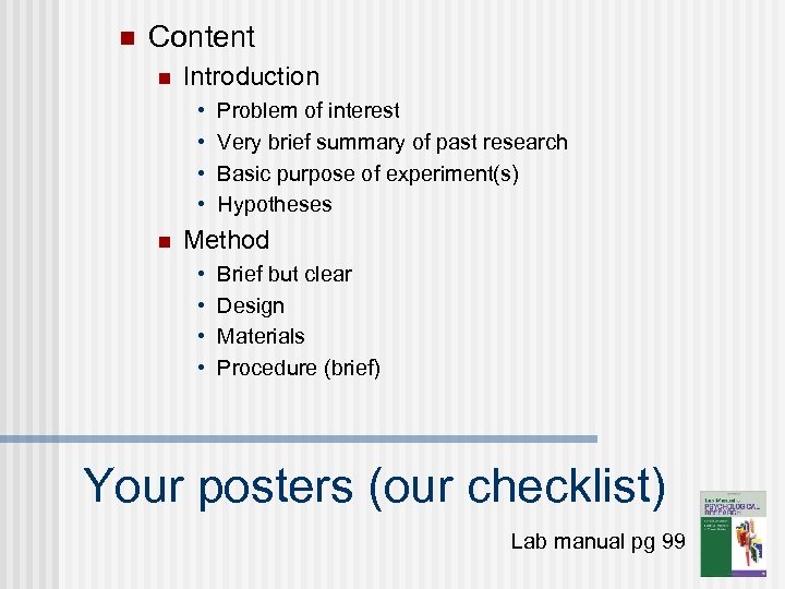 n Content n Introduction • • n Problem of interest Very brief summary of