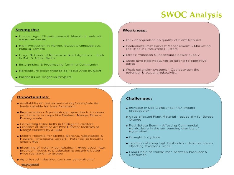 SWOC Analysis employment 