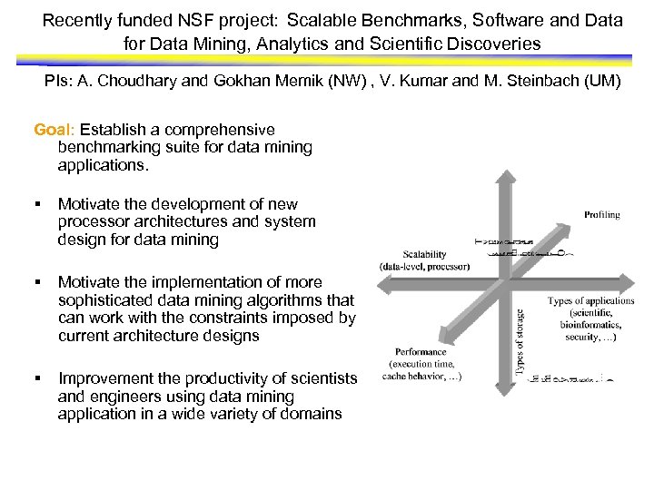  Recently funded NSF project: Scalable Benchmarks, Software and Data for Data Mining, Analytics
