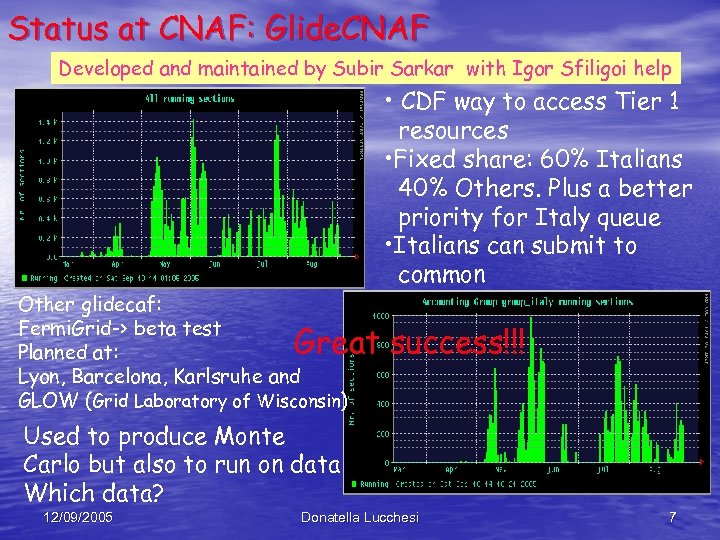 Status at CNAF: Glide. CNAF Developed and maintained by Subir Sarkar with Igor Sfiligoi