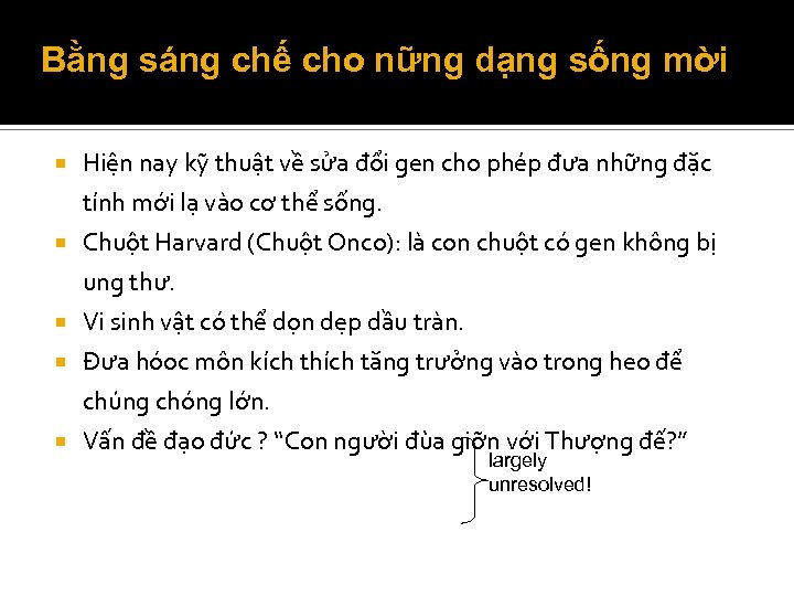 Bằng sáng chế cho nững dạng sống mời Hiện nay kỹ thuật về sửa