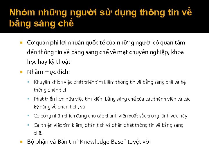 Nhóm những người sử dụng thông tin về bằng sáng chế Cơ quan phi