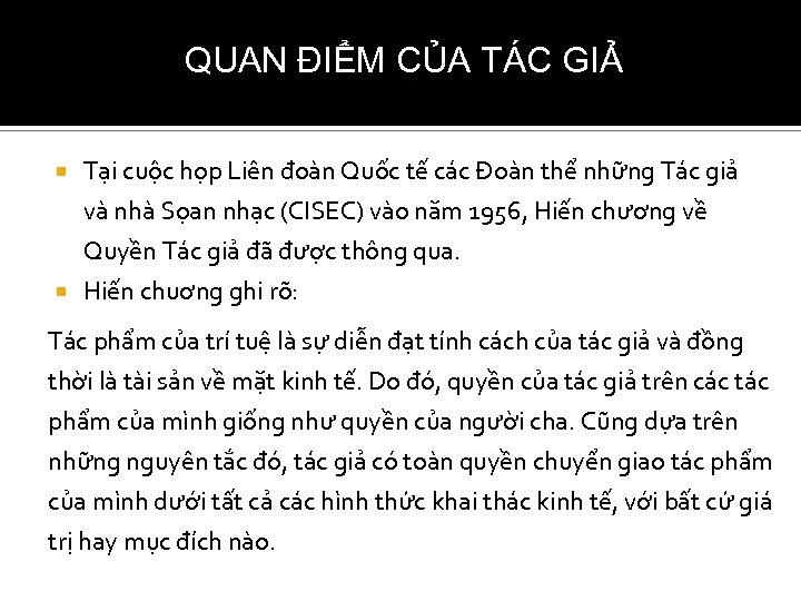 QUAN ĐIỂM CỦA TÁC GIẢ Tại cuộc họp Liên đoàn Quốc tế các Đoàn