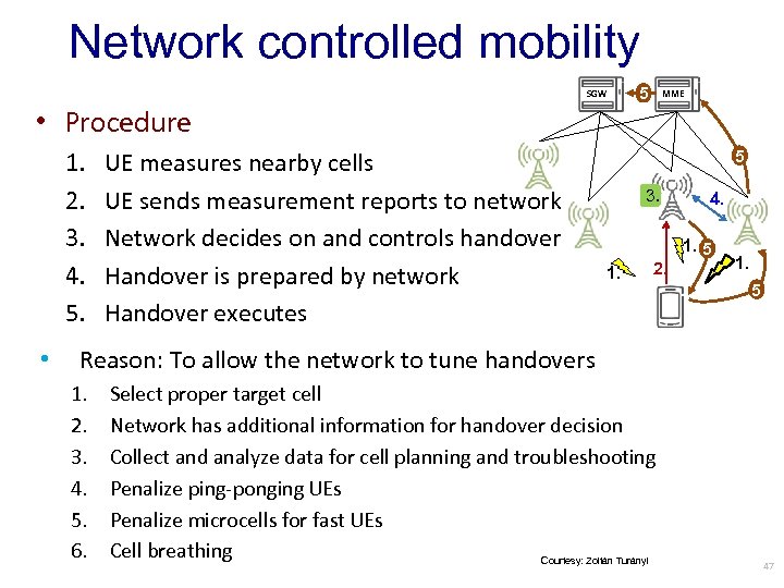 Network controlled mobility SGW 5 MME • Procedure 1. 2. 3. 4. 5. •