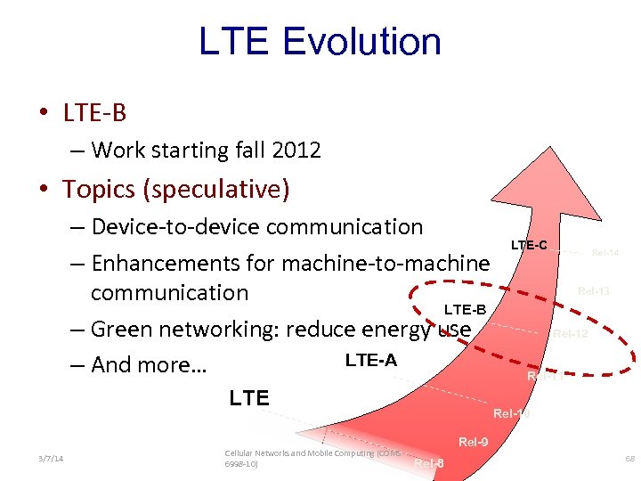 LTE Evolution • LTE-B – Work starting fall 2012 • Topics (speculative) – Device-to-device