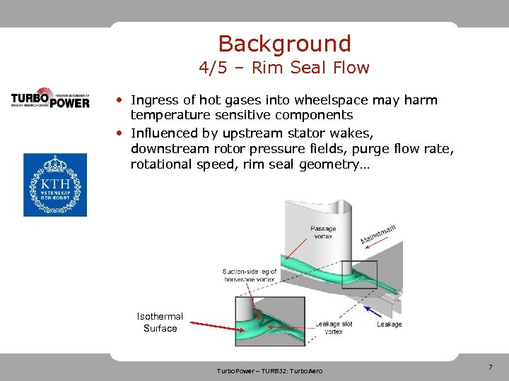 Background 4/5 – Rim Seal Flow • Ingress of hot gases into wheelspace may