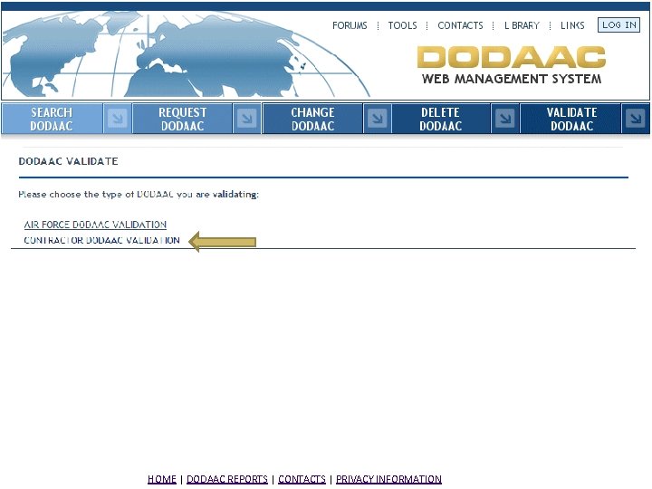 HOME | DODAAC REPORTS | CONTACTS | PRIVACY INFORMATION 