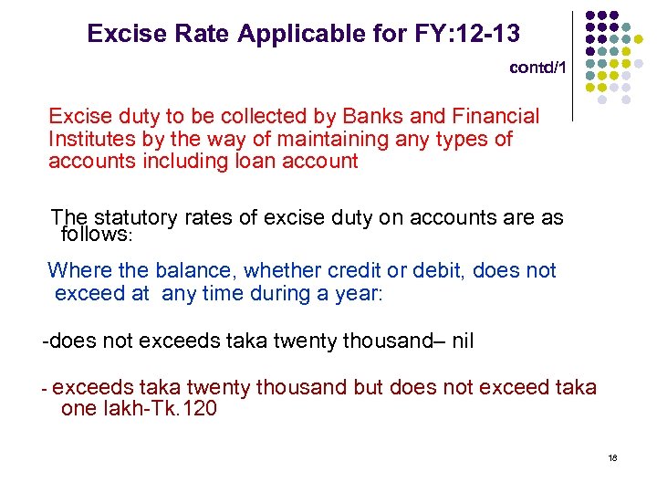 Excise Rate Applicable for FY: 12 -13 contd/1 Excise duty to be collected by