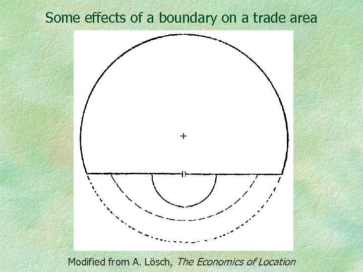 Some effects of a boundary on a trade area + Modified from A. Lösch,