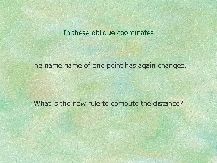 In these oblique coordinates The name of one point has again changed. What is