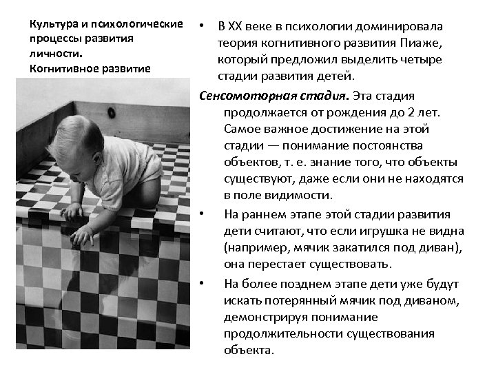 Культура и психологические процессы развития личности. Когнитивное развитие • В XX веке в психологии